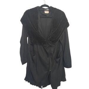 ANTHROPOLOGIE Silence + Noise Hooded Black Oversized‎ Jacket Size M